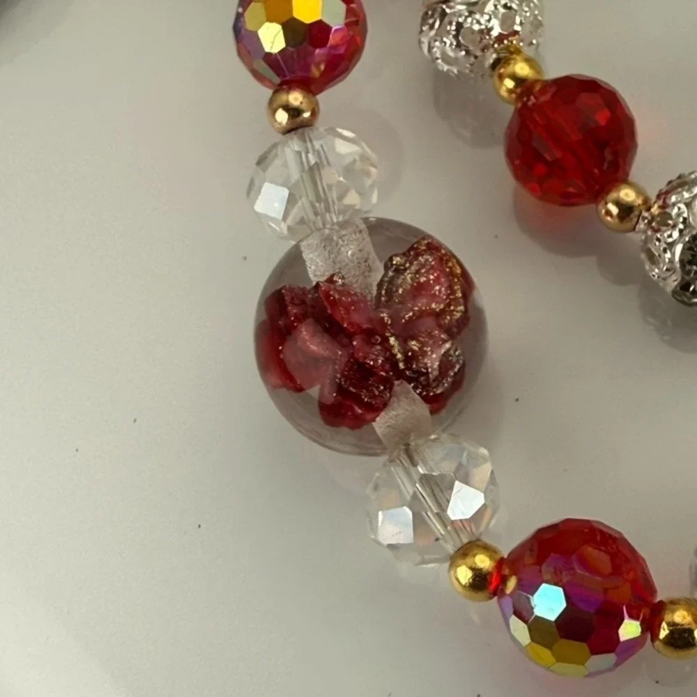 Red Silver Big Brooch Bag Charm Crystal Beaded Purse‎ Charm Rhinestone Keychain